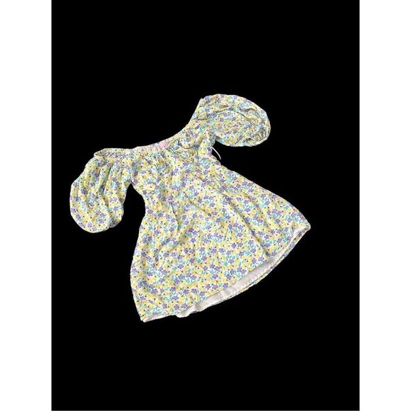 NEW WITH TAGS Spring Flowers Off the Shoulder Mini Dress with zipper side Waist - Picture 1 of 5